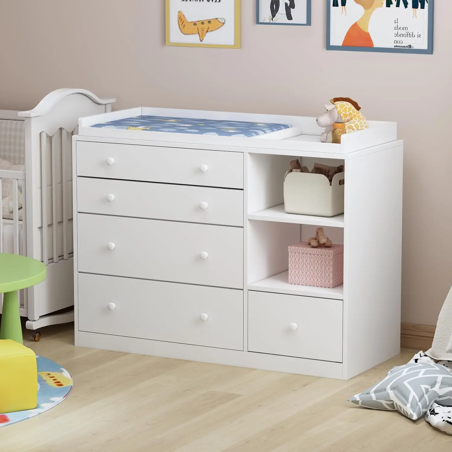 Baby Nursery Dresser - Babykastje voor de kinderkamer, witte slaapkamerkast