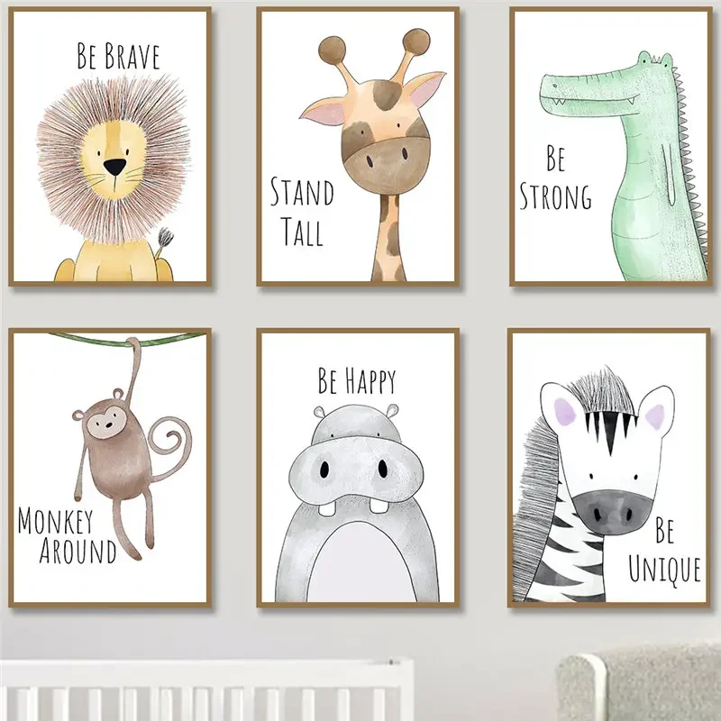 Baby Nursery Giraffe - Kinderkamer wanddecoratie schattige cartoon dieren posters