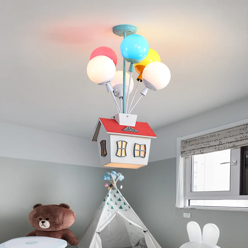 Baby Nursery Chandelier - 2026 Kleurrijke Ballon Huis Houten Kroonluchter