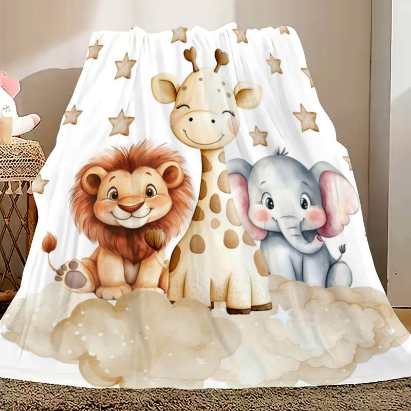 Baby Nursery Accessories - VIKAMA Cartoon Dierenprint Flanellen Deken Zacht