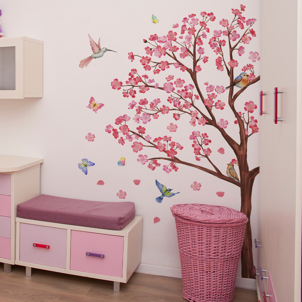 Baby Nursery Accessories - Aquarel Vogel Bloem Muurstickers Woonkamer Decoratie