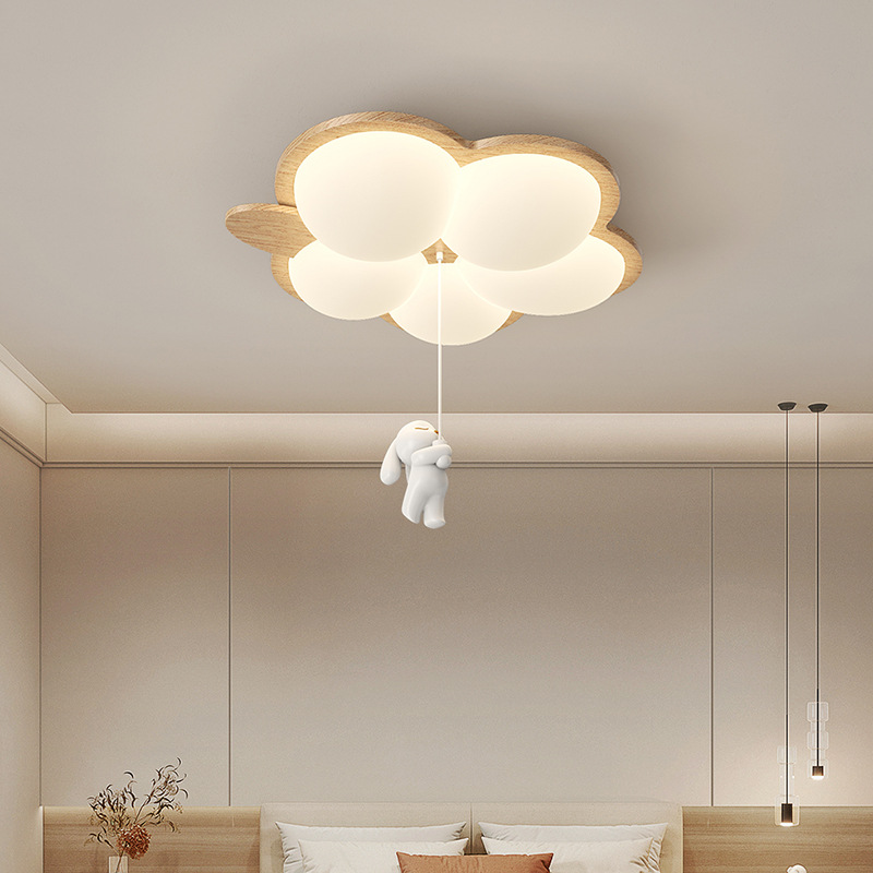 Baby Nursery Chandelier - Houten kleur crème wind kinderkamer plafondlamp