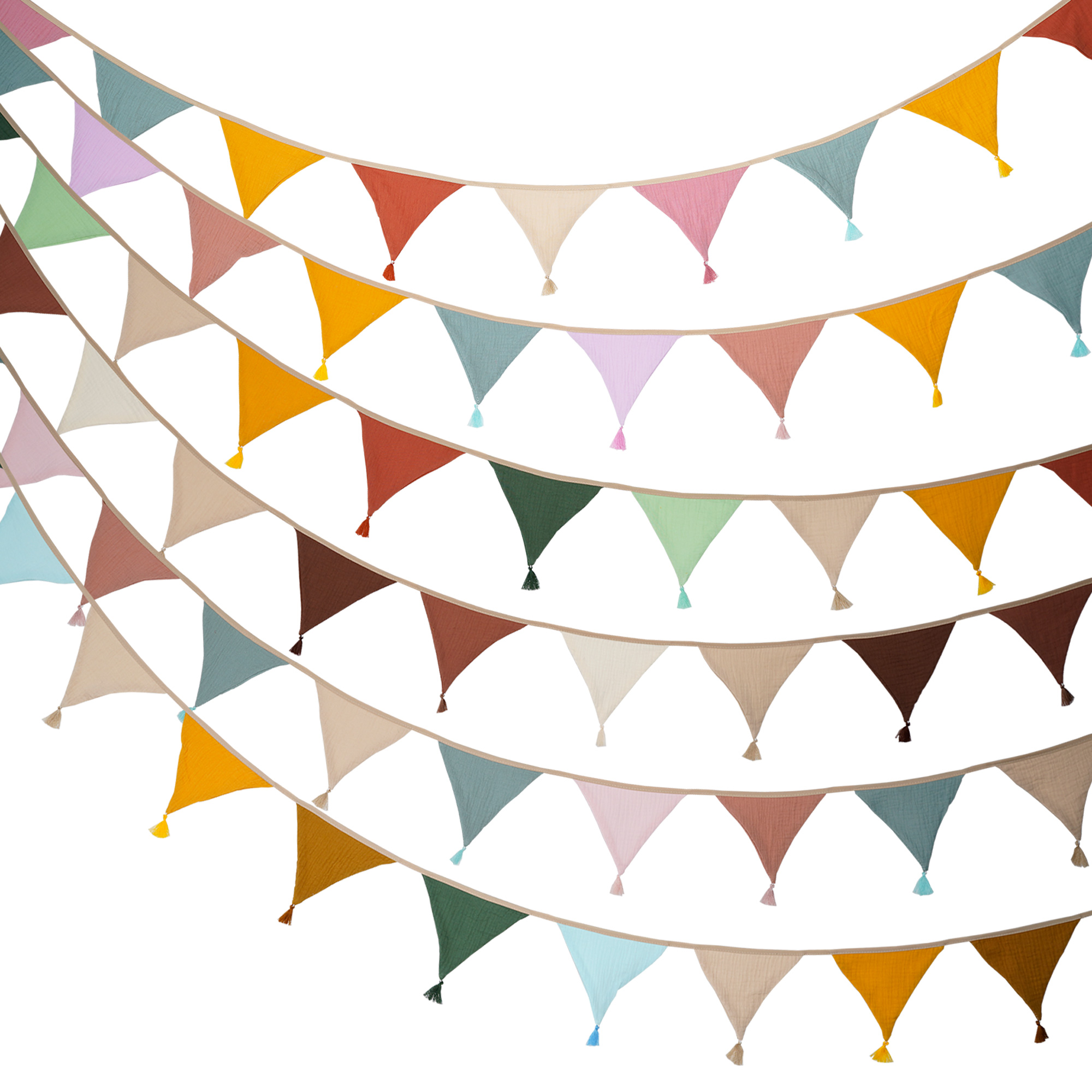 Baby Nursery Bunting - 2.6M/8.5FT Kinderkamer Stoffen Vlaggenlijn 10 Driehoekige