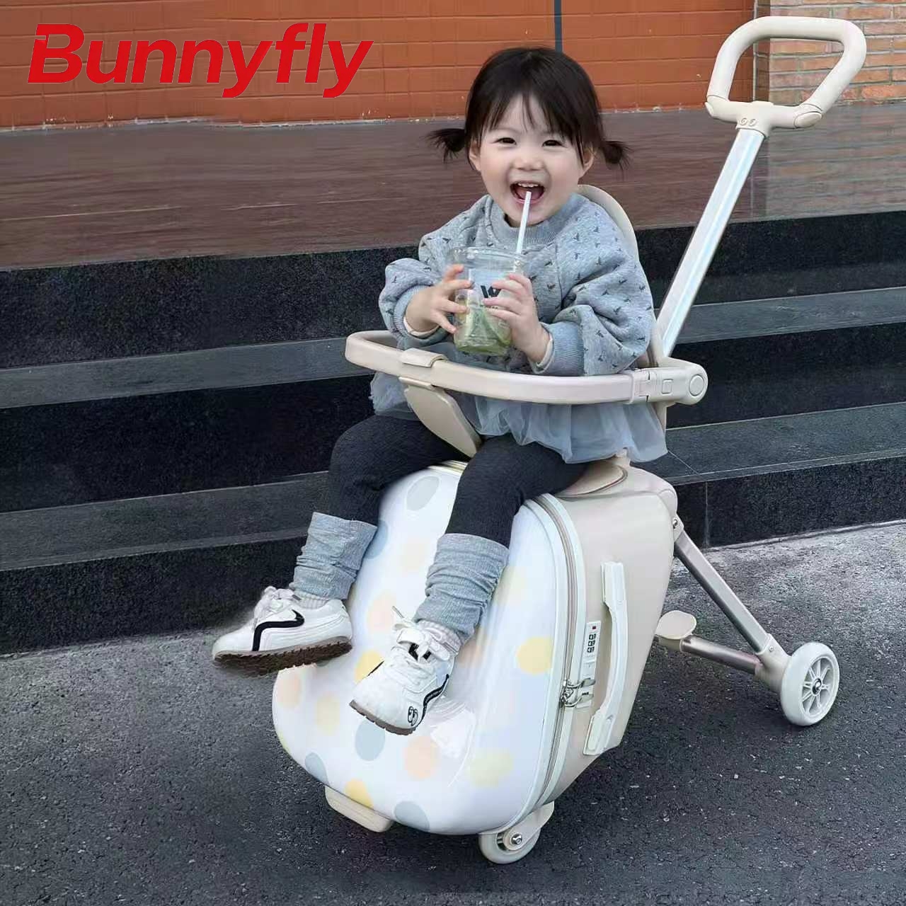 Baby Nursery Trolley - Bunnyfly 20-inch kinderkoffer met ingebouwde kinderwagen