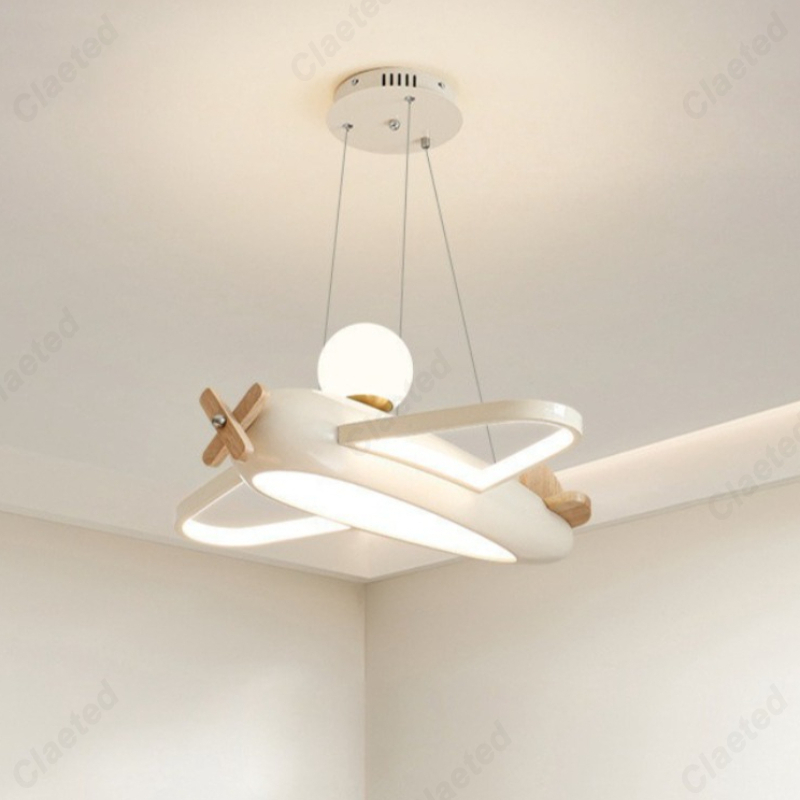 Baby Nursery Chandelier - Vliegtuiglampen LED Kinderkamer Helikopterlamp Moderne crèmekleurige
