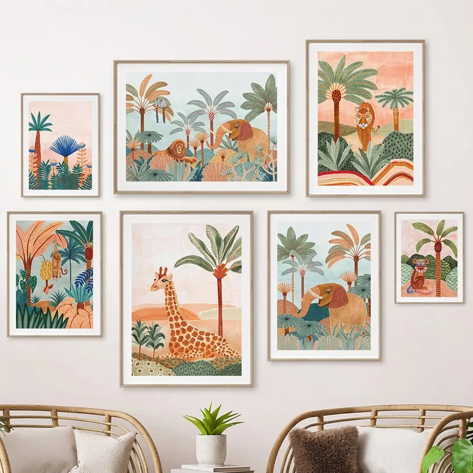 Baby Nursery Giraffe - Boho Jungle Dieren Tijger Aap Giraffe