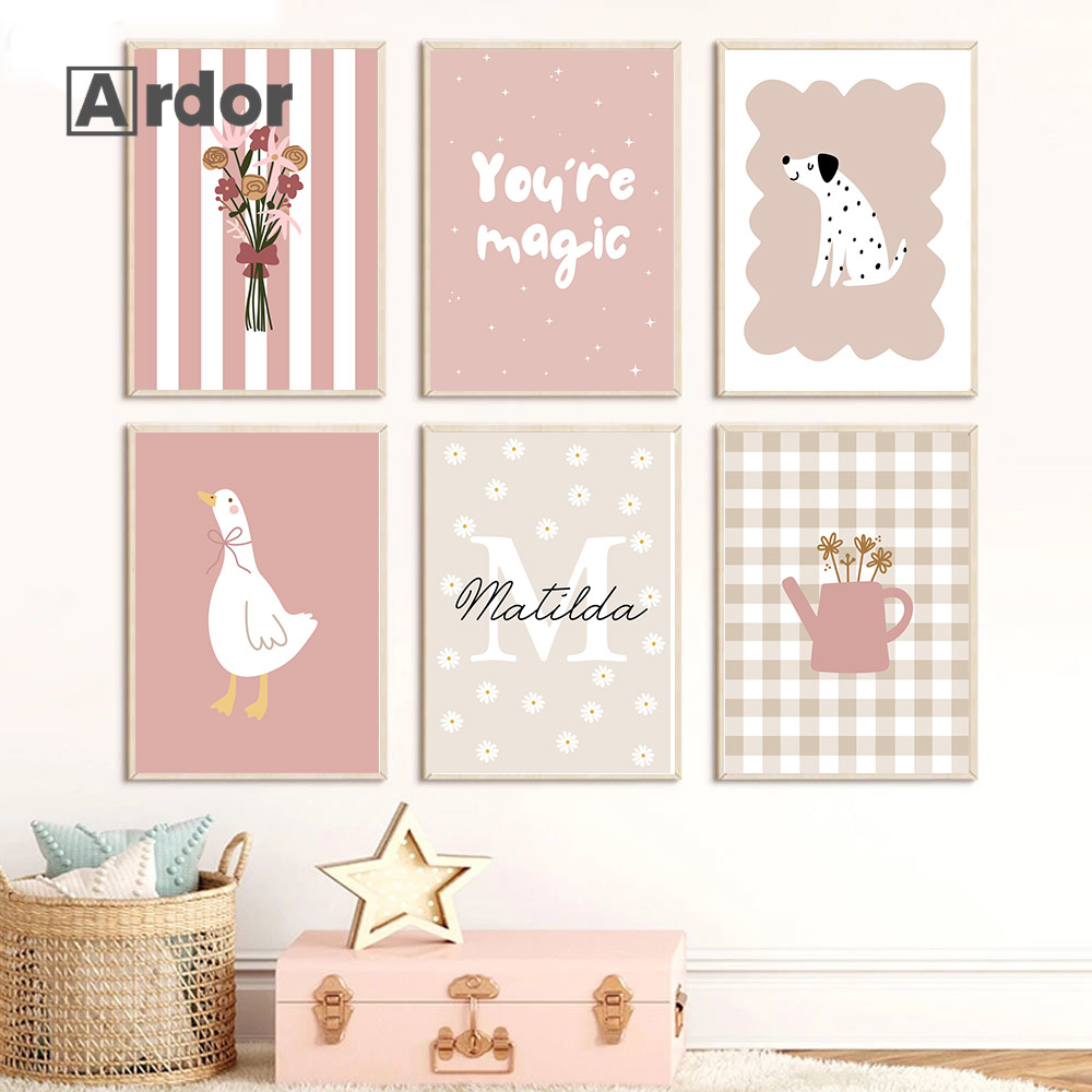 Baby Nursery Vase - Gepersonaliseerde naam wilde bloem kinderkamer vaas