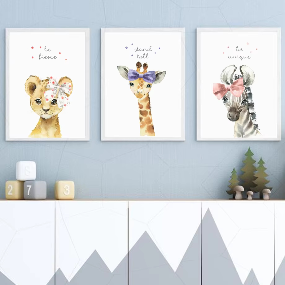 Baby Nursery Giraffe - Leeuw Zebra Giraffe Olifant Nijlpaard Bloem