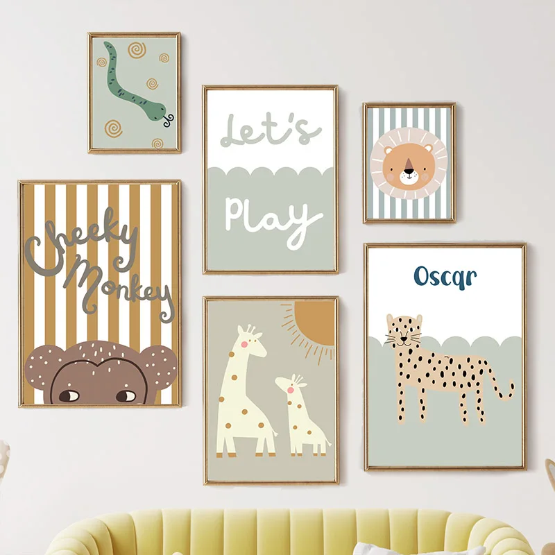 Baby Nursery Giraffe - Cartoon Giraffe Luipaard Leeuw Aap Slang