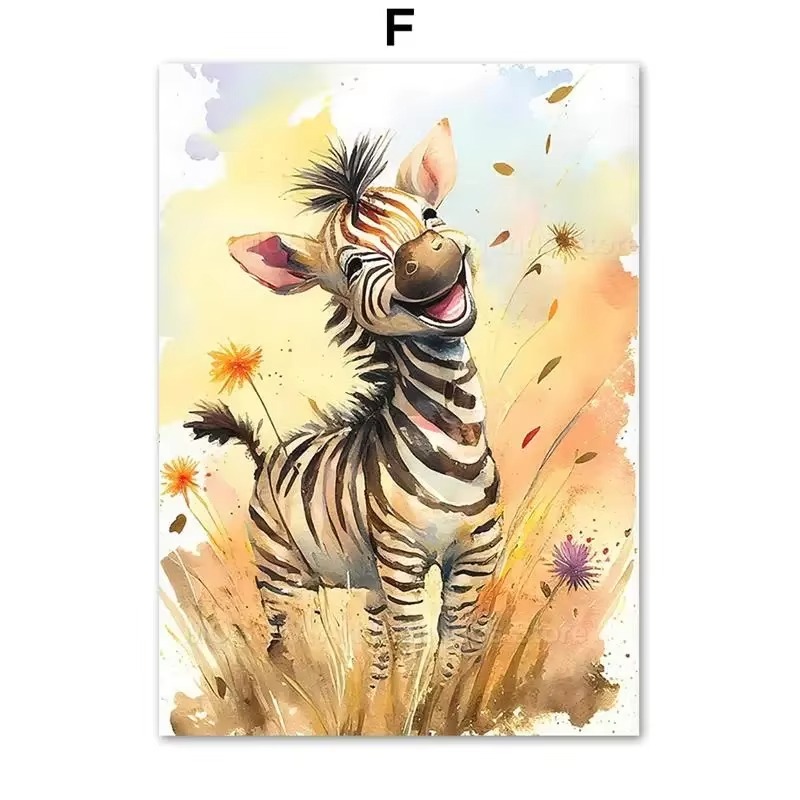 Baby Nursery Giraffe - Aquarel Leeuw Giraffe Tijger Olifant Zebra
