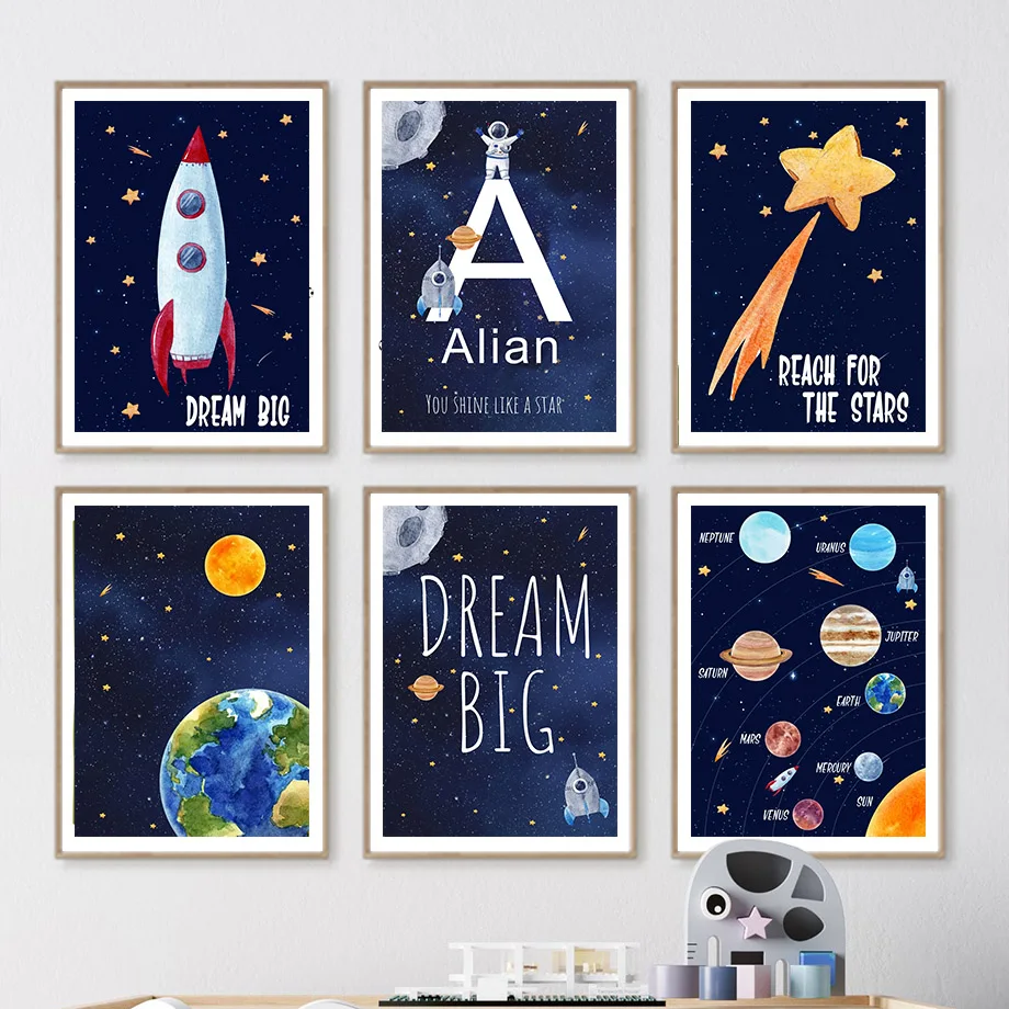 Baby Name Wall Art - 1pc canvas schilderij aangepaste naam kinderkamer
