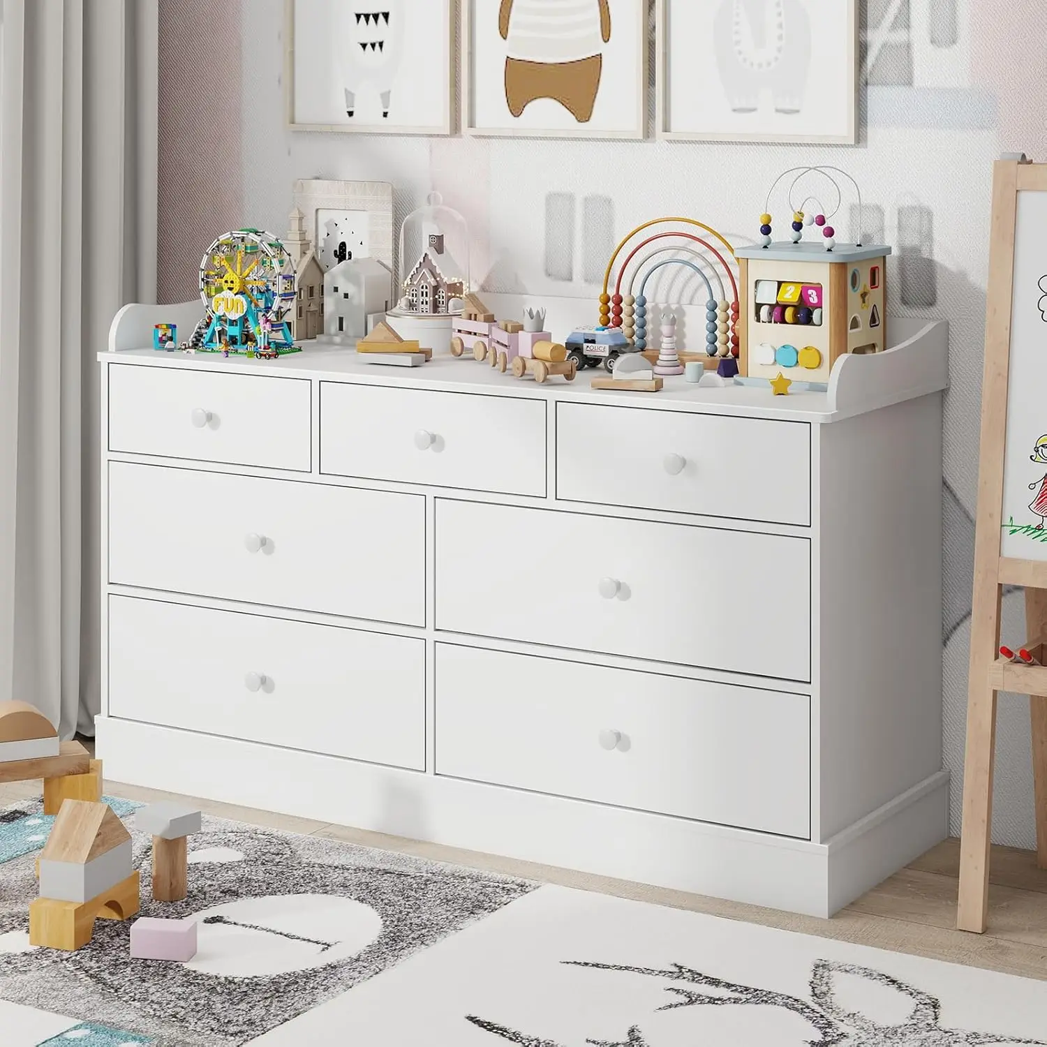 Baby Nursery Dresser - Kinderkast met 7 laden, commode voor