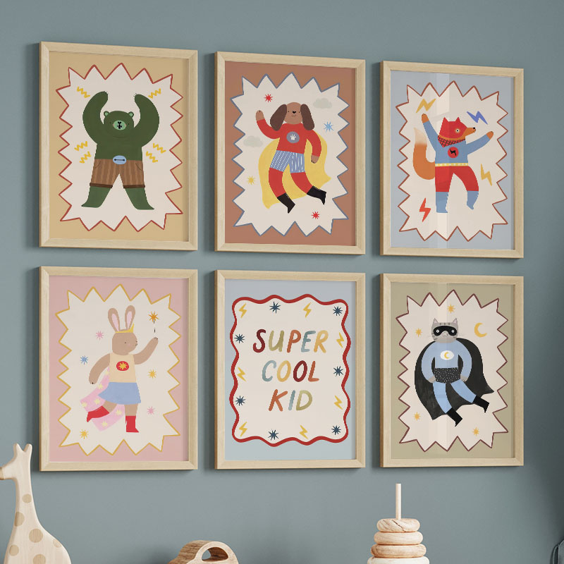Baby Nursery Kids - Grappige cartoon super coole kinderkamer wanddecoratie