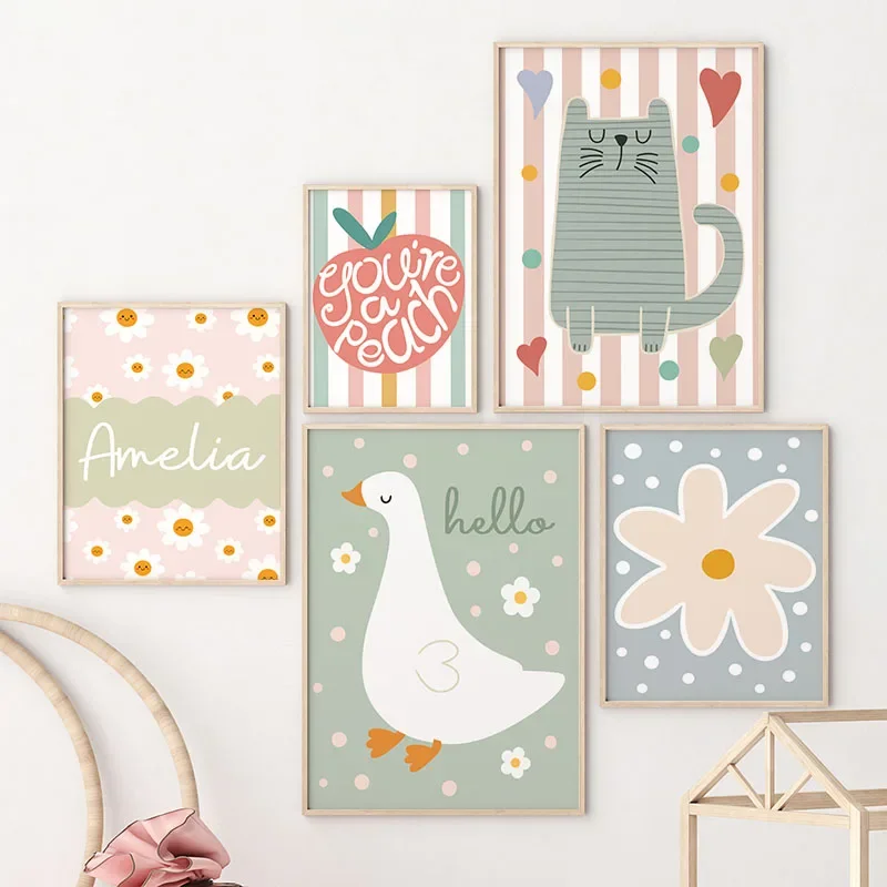 Cartoon Kat Eend Vogel Appel C - Baby Nursery Kids recensie en prijs