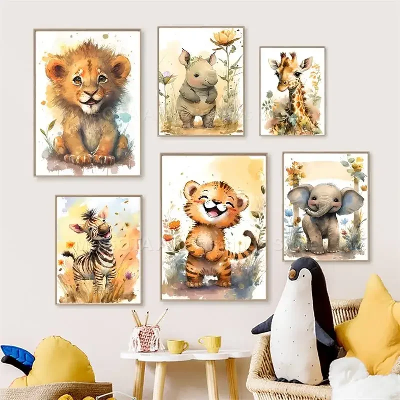 Aquarel Leeuw Giraffe Tijger O - Baby Nursery Giraffe recensie en prijs