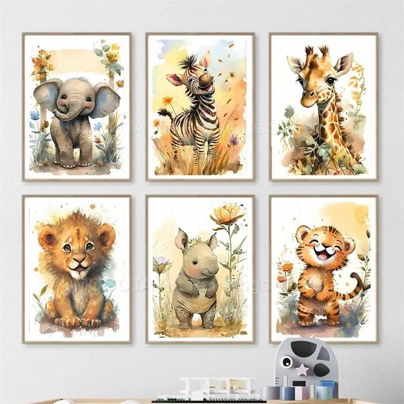 Aquarel Leeuw Giraffe Tijger O - Baby Nursery Giraffe recensie en prijs