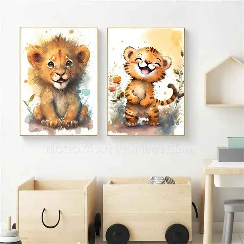 Aquarel Leeuw Giraffe Tijger O - Baby Nursery Giraffe recensie en prijs