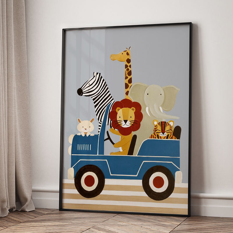 Grappige cartoon dieren auto b - Baby Nursery Kids recensie en prijs