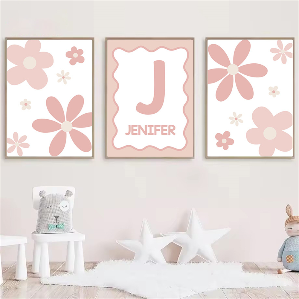 Cartoon roze Daisy poster aang - Baby Name Wall Art recensie en prijs