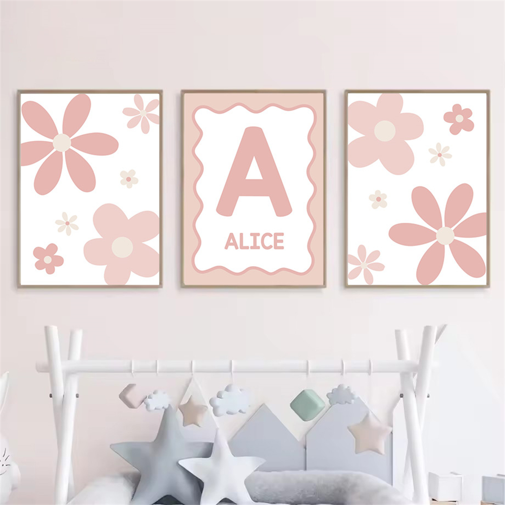 Cartoon roze Daisy poster aang - Baby Name Wall Art recensie en prijs