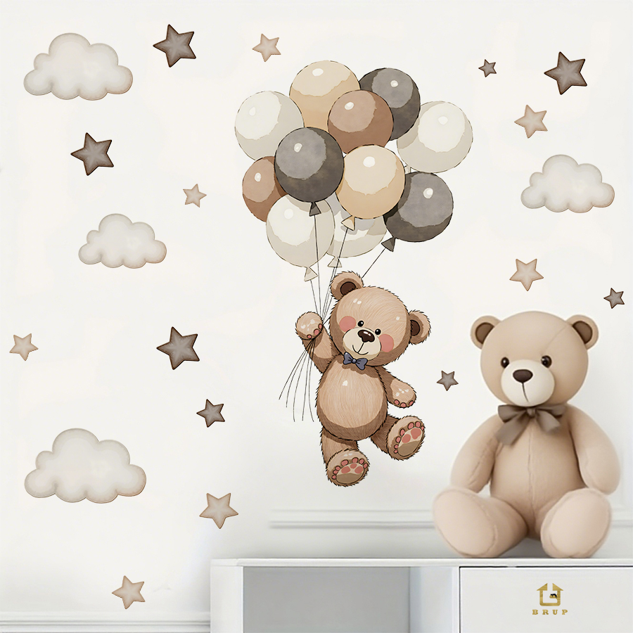 Schattige teddybeer muursticke - Baby Nursery Kids recensie en prijs