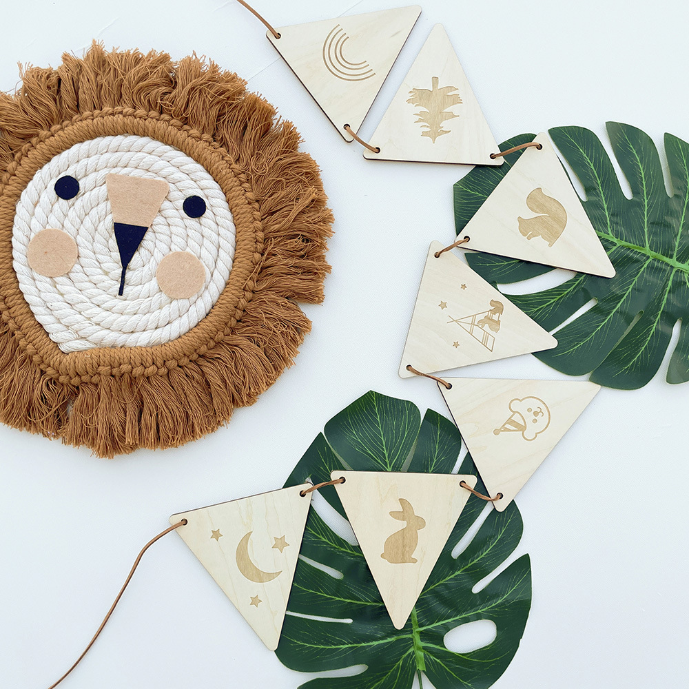 Nordic Houten Driehoek Vlag Mu - Baby Nursery Bunting recensie en prijs
